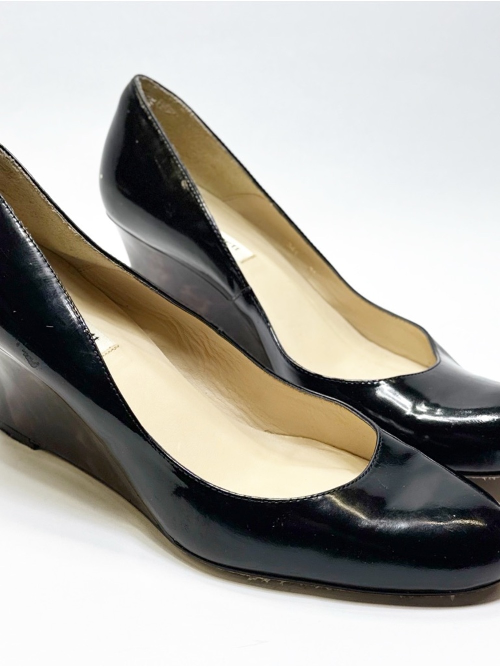 LK Bennett Black Patent Wedge Heels size 39